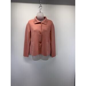 Talbots Sweater Jacket Orange Italian Merino Wool Women’s PM Button Up Coat